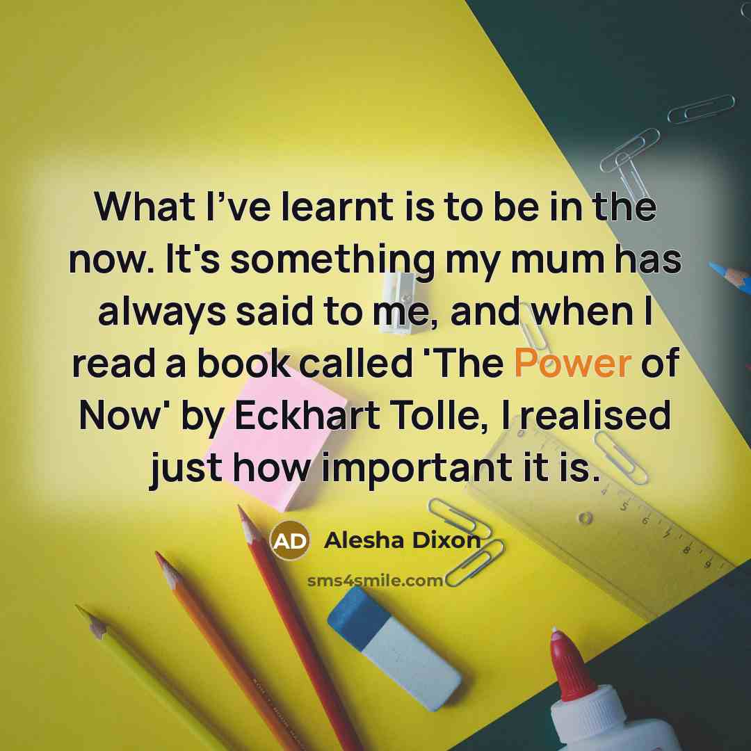 “What I've learnt is to be in the now. It's something my mum has always said to me, and when I read a book called 'The Power of Now' by Eckhart Tolle, I realised just how important it is.” quote by Alesha Dixon