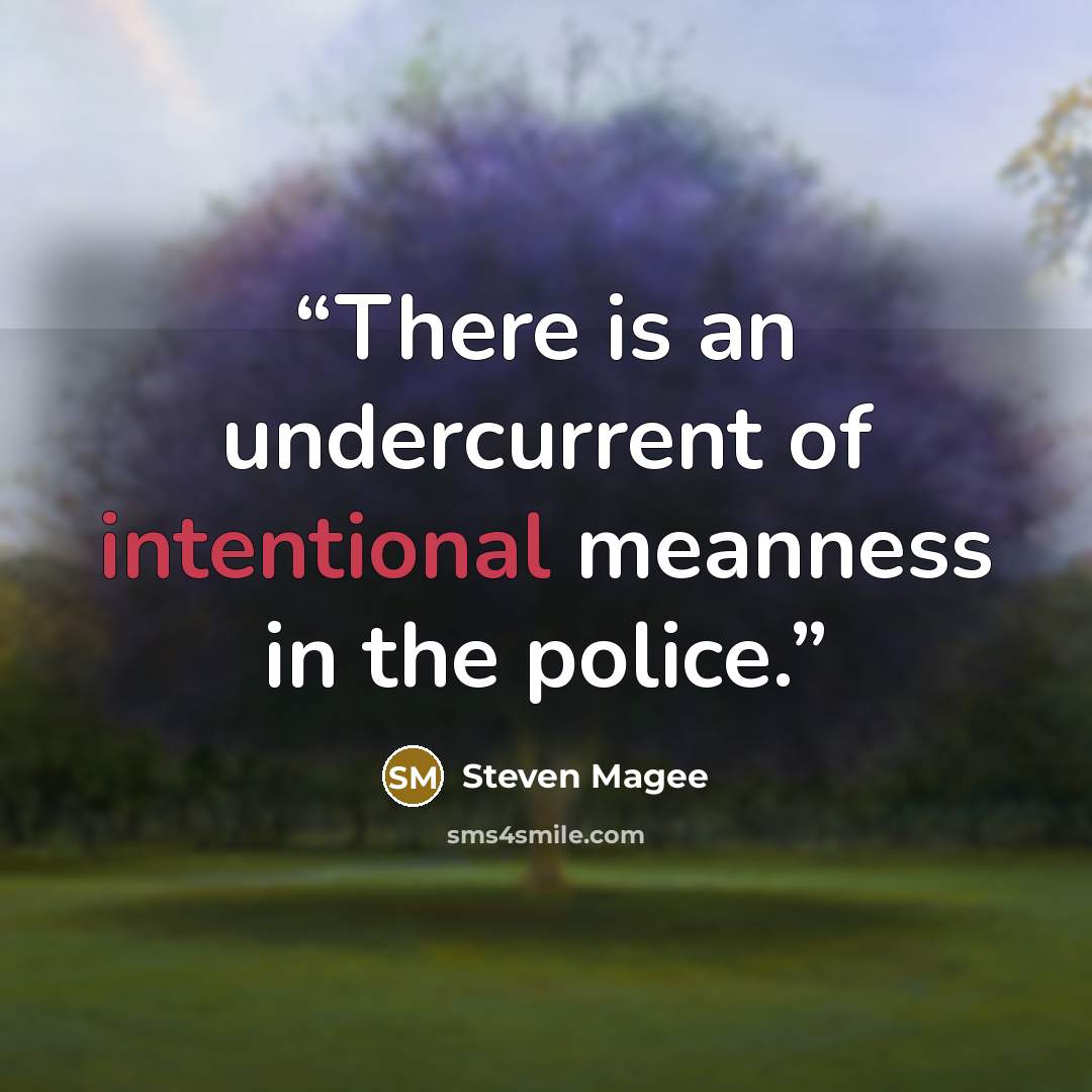 “There is an undercurrent of intentional meanness in the police.” quote by Steven Magee