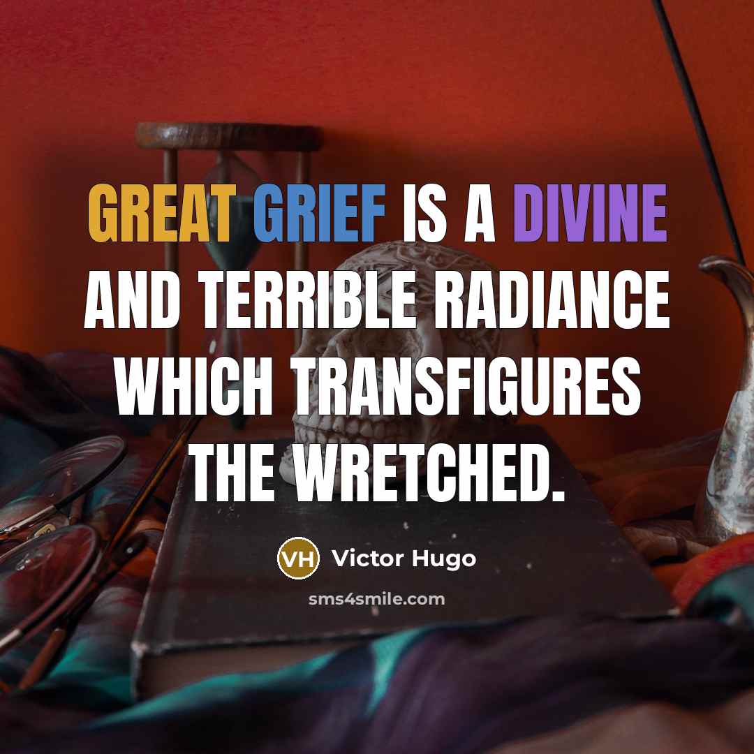 “Great grief is a divine and terrible radiance which transfigures the wretched.” quote by Victor Hugo