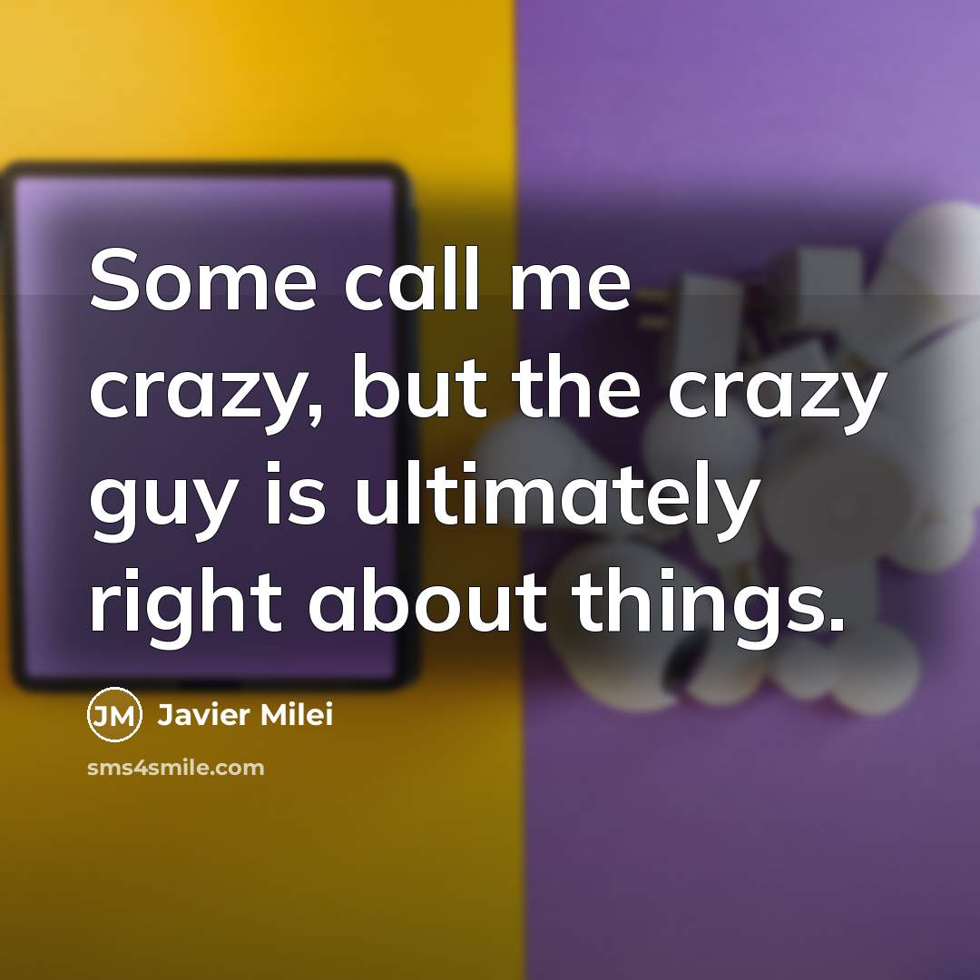 “Some call me crazy, but the crazy guy is ultimately right about things.” quote by Javier Milei