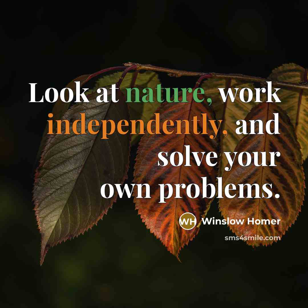 “Look at nature, work independently, and solve your own problems.” quote by Winslow Homer