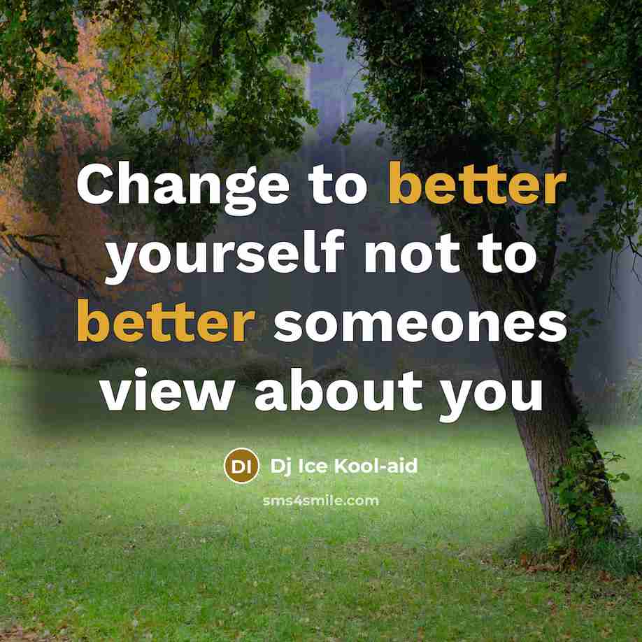 “Change to better yourself not to better someones view about you” quote by Dj Ice Kool-aid