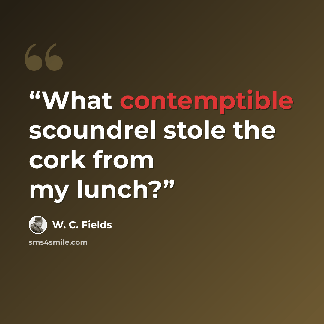 “What contemptible scoundrel stole the cork from my lunch?” quote by W. C. Fields