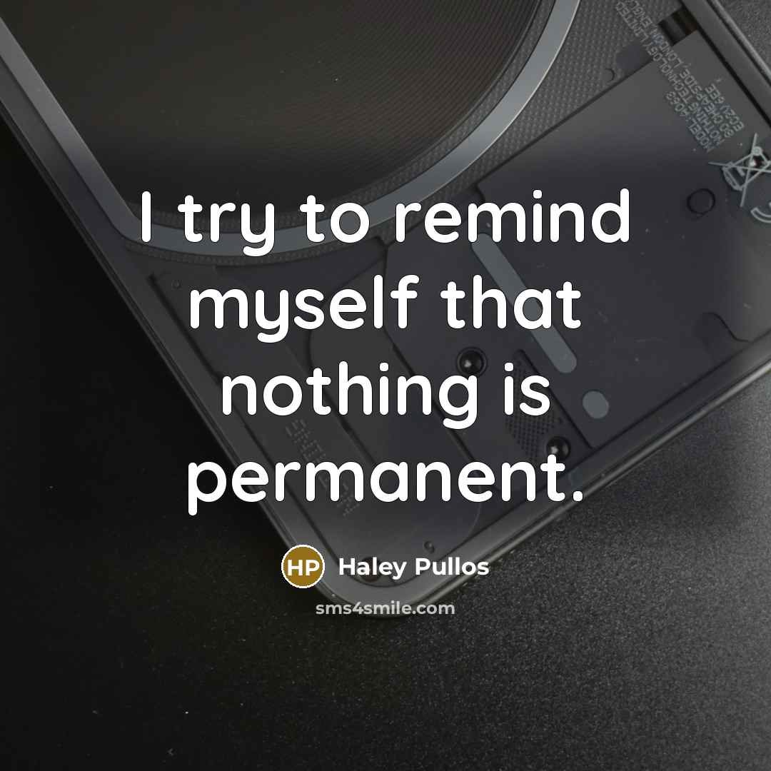 “I try to remind myself that nothing is permanent.” quote by Haley Pullos