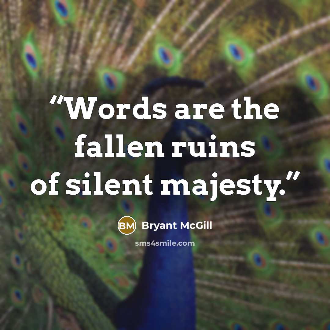 “Words are the fallen ruins of silent majesty.” quote by Bryant McGill
