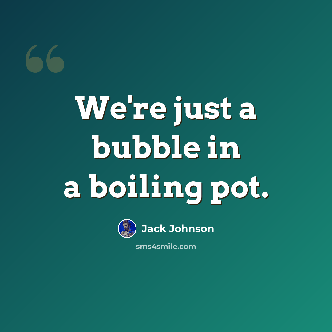 “We're just a bubble in a boiling pot.” quote by Jack Johnson