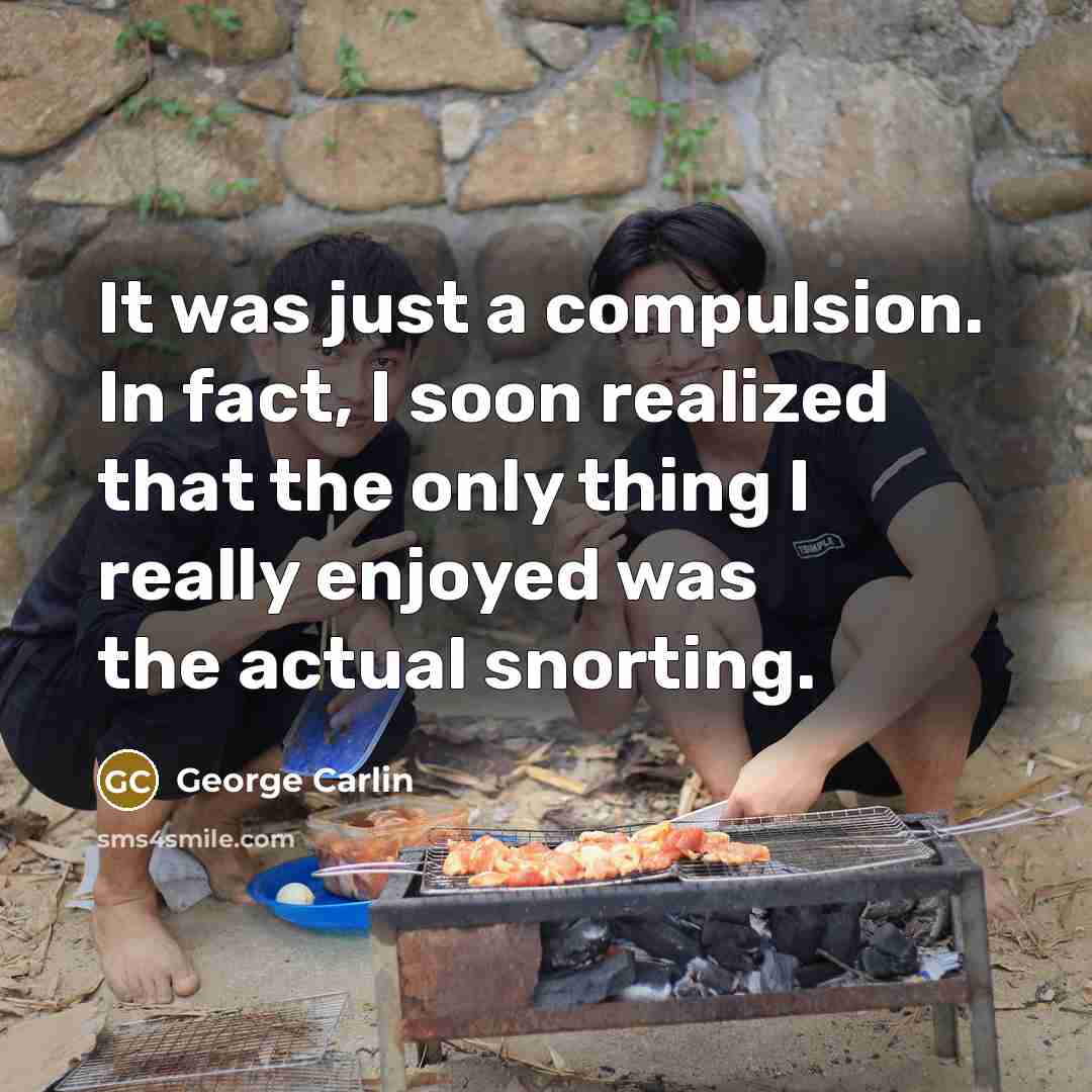 “It was just a compulsion. In fact, I soon realized that the only thing I really enjoyed was the actual snorting.” quote by George Carlin