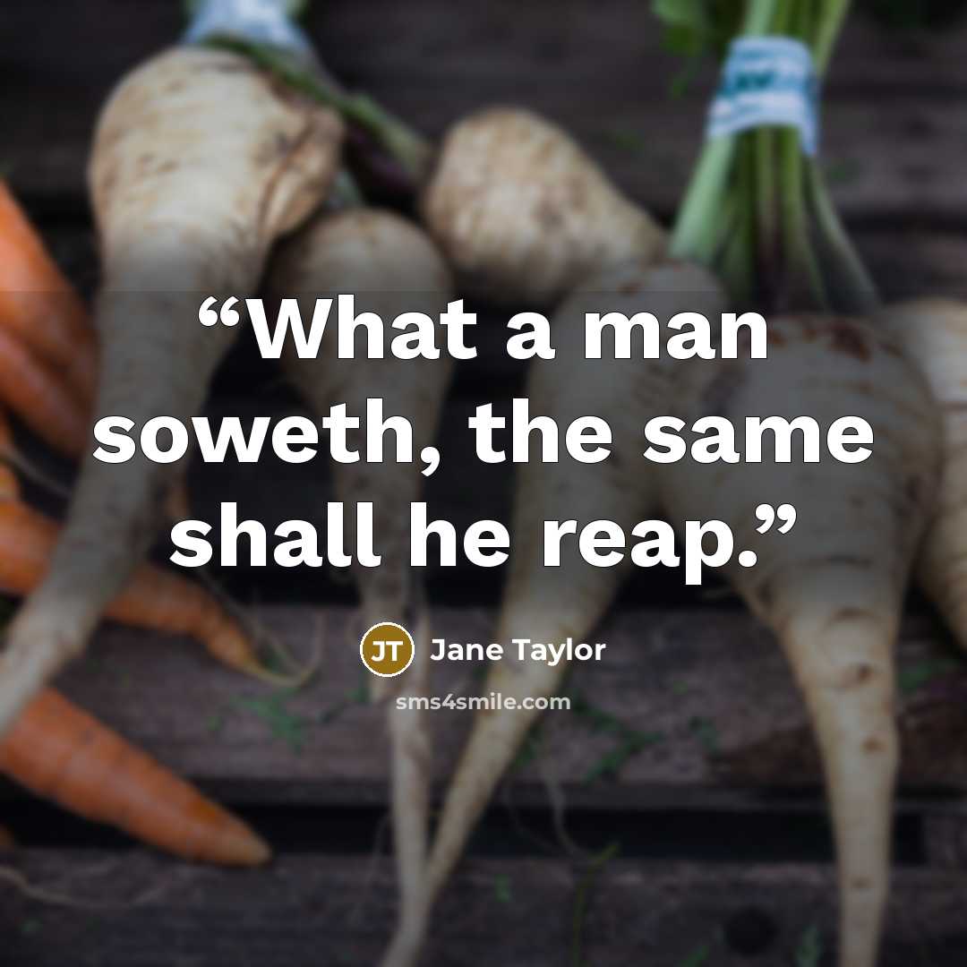 “What a man soweth, the same shall he reap.” quote by Jane Taylor