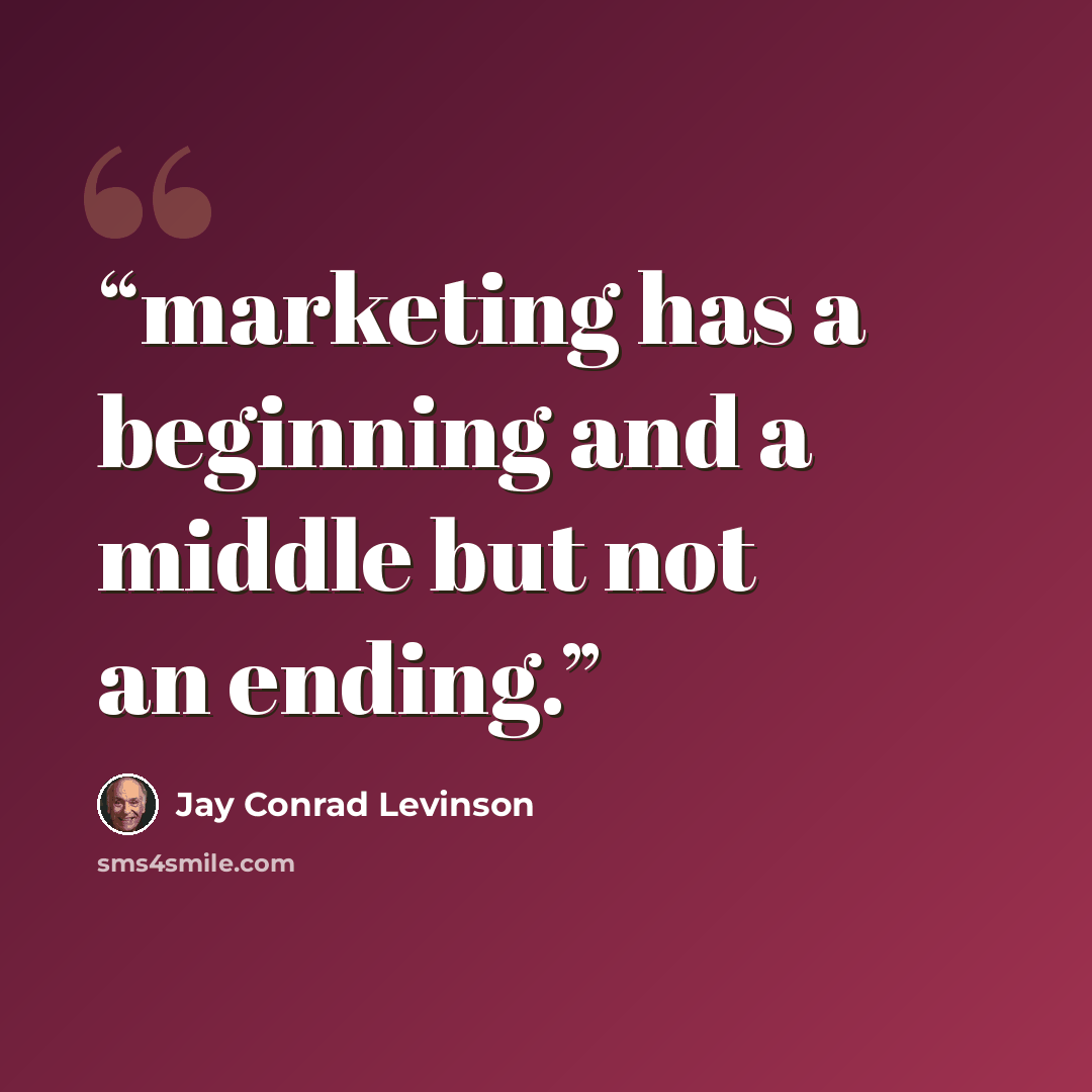 “marketing has a beginning and a middle but not an ending.” quote by Jay Conrad Levinson