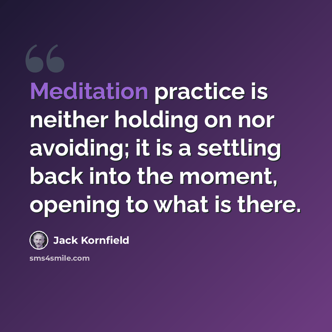 “Meditation practice is neither holding on nor avoiding; it is a settling back into the moment, opening to what is there.” quote by Jack Kornfield