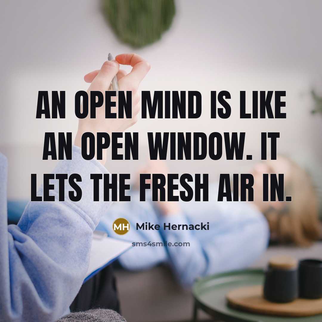 “An open mind is like an open window. It lets the fresh air in.” quote by Mike Hernacki