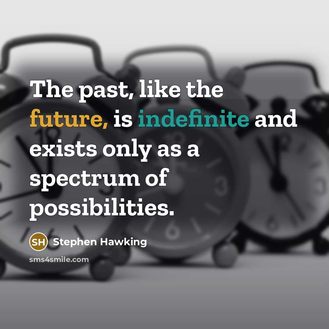 “The past, like the future, is indefinite and exists only as a spectrum of possibilities.” quote by Stephen Hawking