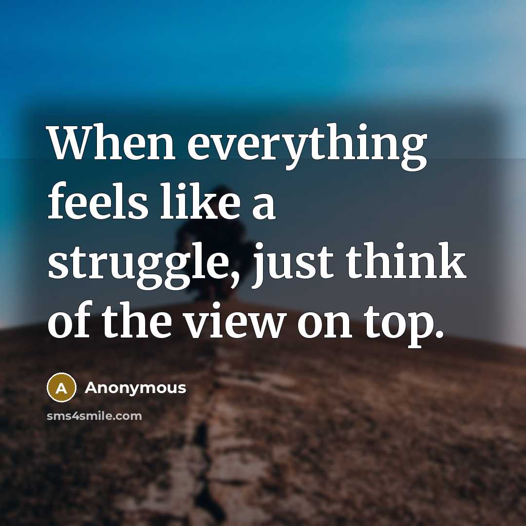 “When everything feels like a struggle, just think of the view on top.” quote by Anonymous