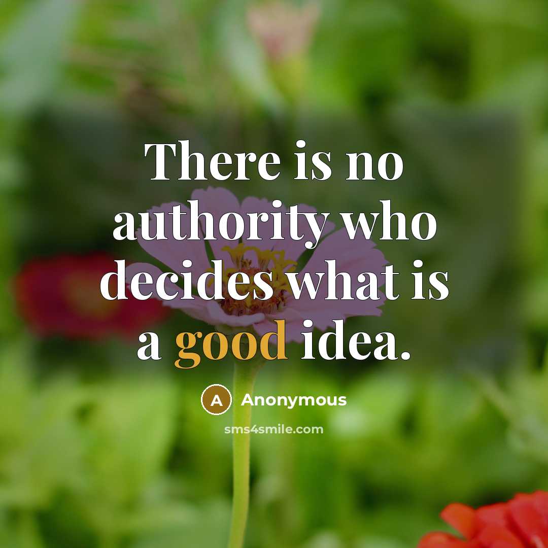 “There is no authority who decides what is a good idea.” quote by Anonymous