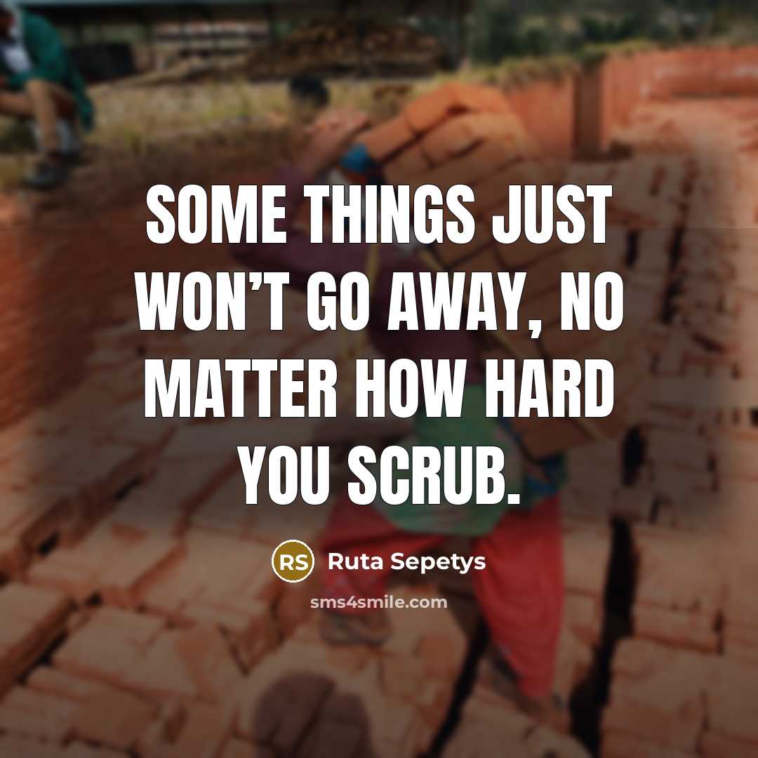 “Some things just won’t go away, no matter how hard you scrub.” quote by Ruta Sepetys