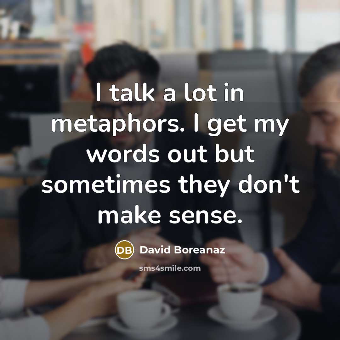 “I talk a lot in metaphors. I get my words out but sometimes they don't make sense.” quote by David Boreanaz
