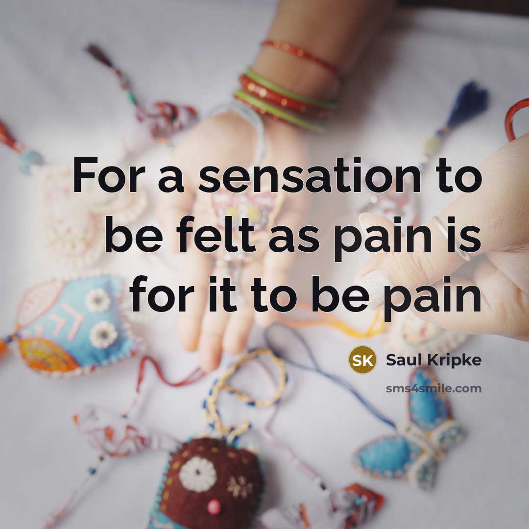 “For a sensation to be felt as pain is for it to be pain” quote by Saul Kripke
