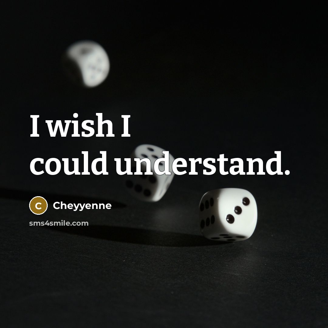 “I wish I could understand.” quote by Cheyyenne