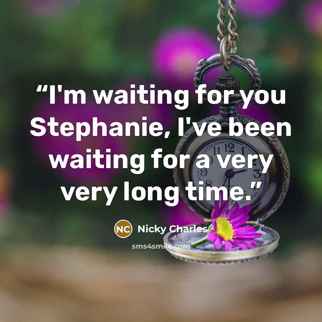 “I'm waiting for you Stephanie, I've been waiting for a very very long time.” quote by Nicky Charles