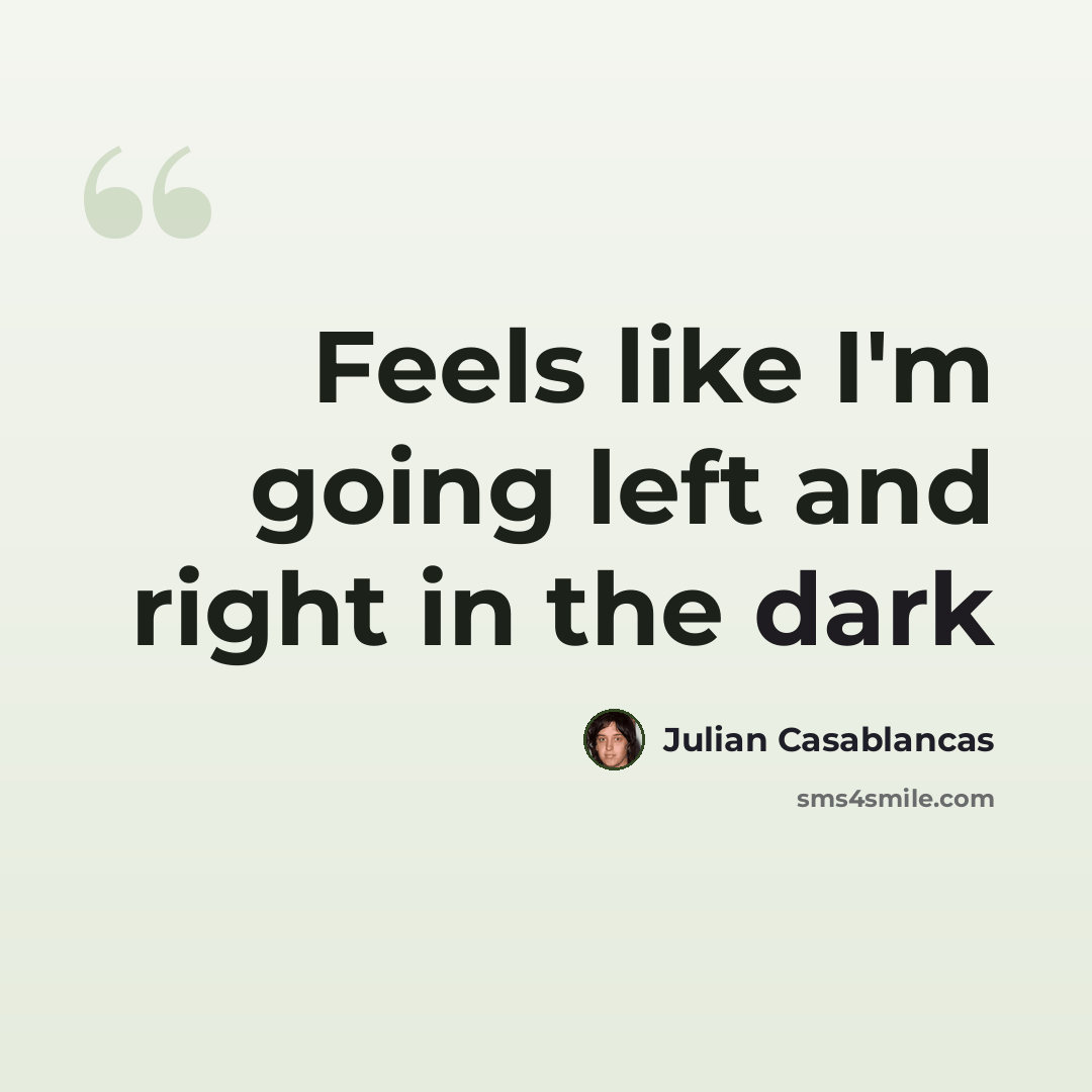 “Feels like I'm going left and right in the dark” quote by Julian Casablancas