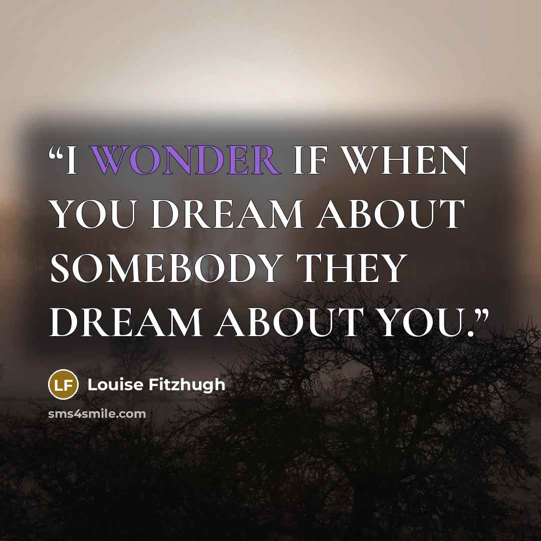 “I WONDER IF WHEN YOU DREAM ABOUT SOMEBODY THEY DREAM ABOUT YOU.” quote by Louise Fitzhugh