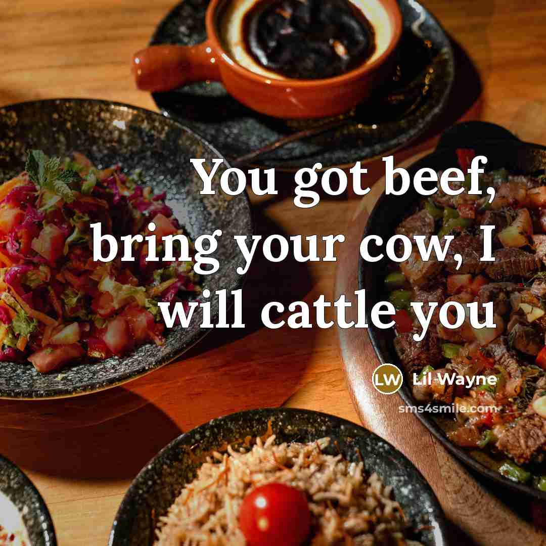 “You got beef, bring your cow, I will cattle you” quote by Lil Wayne
