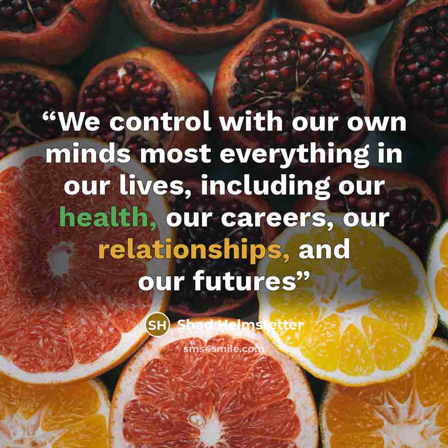 “We control with our own minds most everything in our lives, including our health, our careers, our relationships, and our futures” quote by Shad Helmstetter
