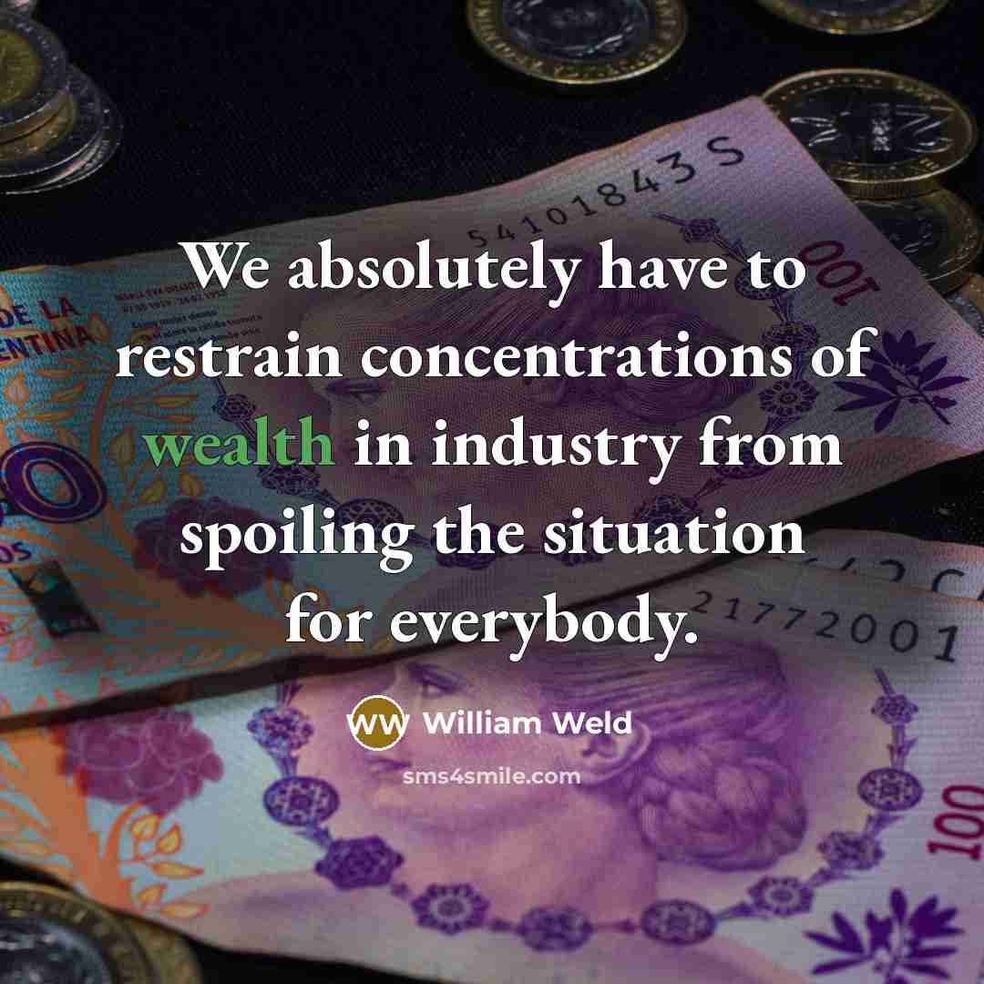 “We absolutely have to restrain concentrations of wealth in industry from spoiling the situation for everybody.” quote by William Weld