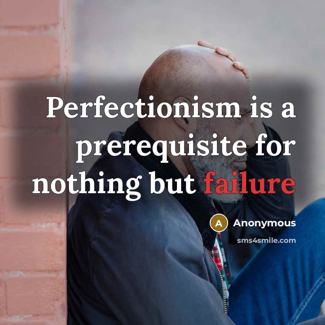 “Perfectionism is a prerequisite for nothing but failure” quote by Anonymous
