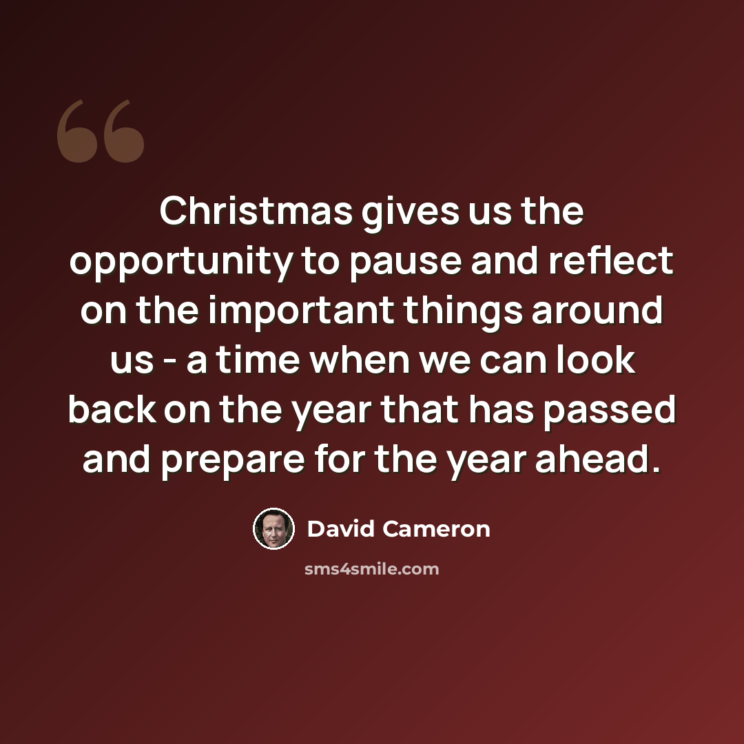 “Christmas gives us the opportunity to pause and reflect on the important things around us - a time when we can look back on the year that has passed and prepare for the year ahead.” quote by David Cameron