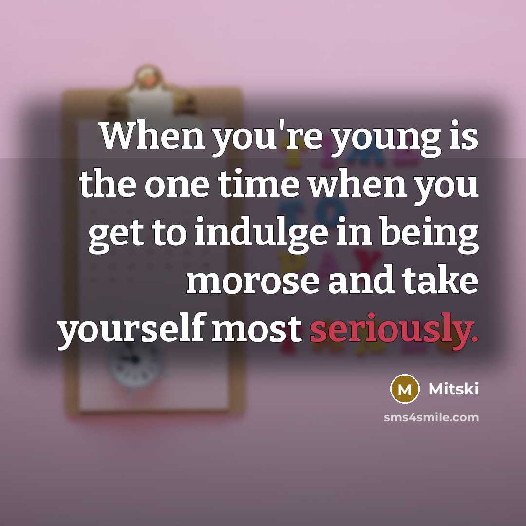 “When you're young is the one time when you get to indulge in being morose and take yourself most seriously.” quote by Mitski