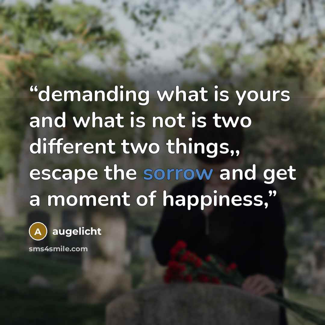 “demanding what is yours and what is not is two different two things,, escape the sorrow and get a moment of happiness,” quote by augelicht