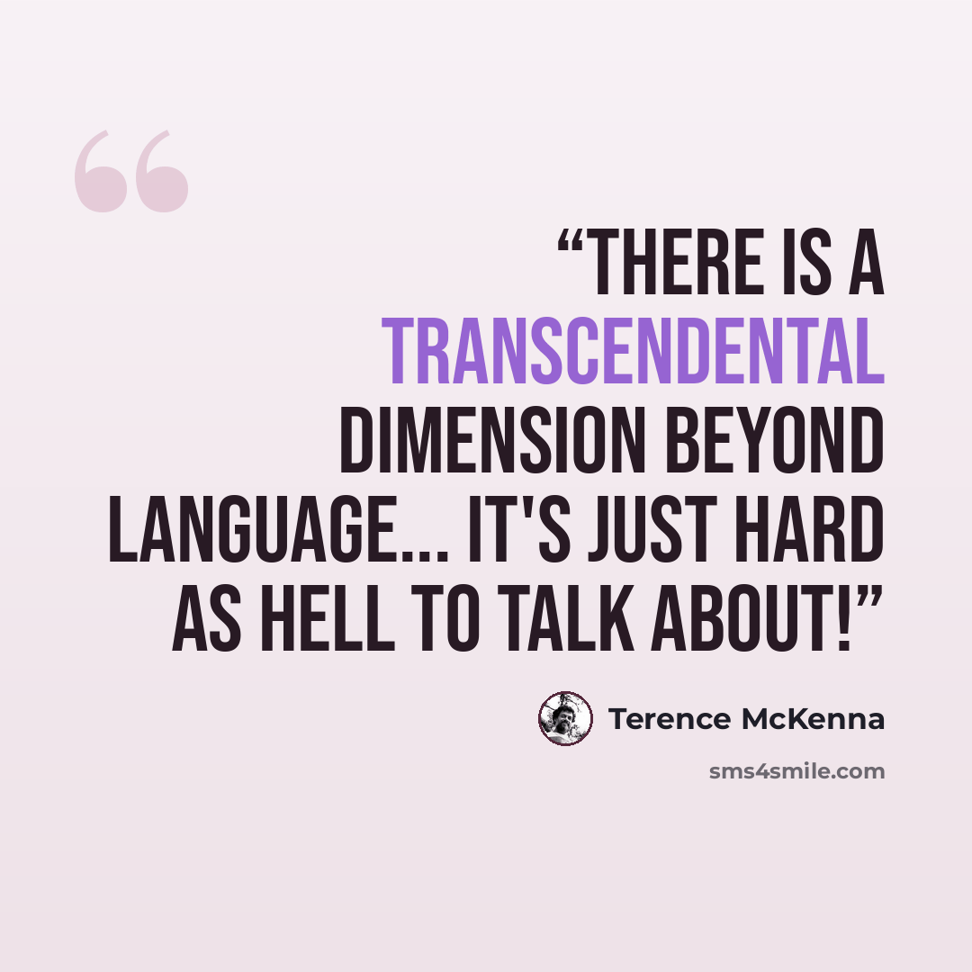 “There is a transcendental dimension beyond language... It's just hard as hell to talk about!” quote by Terence McKenna
