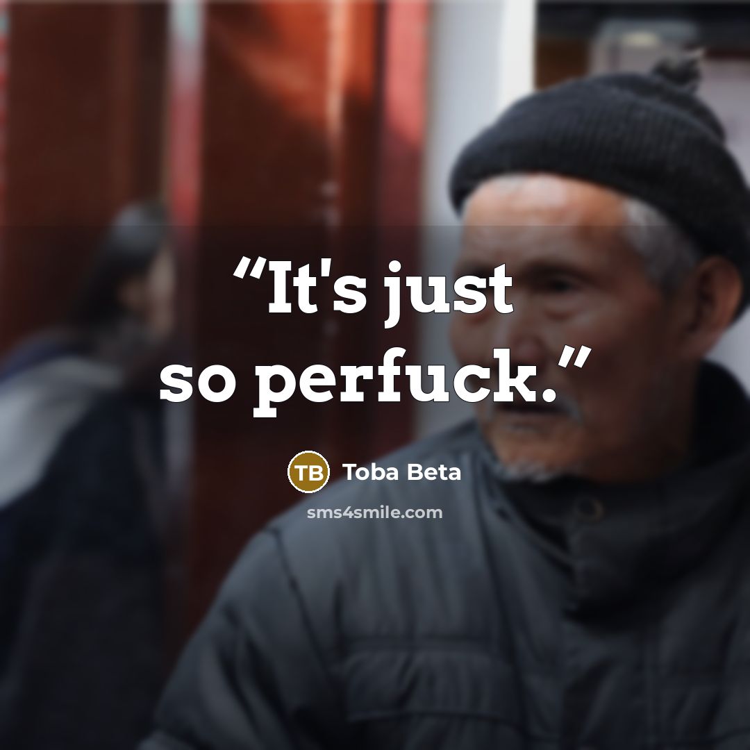 “It's just so perfuck.” quote by Toba Beta