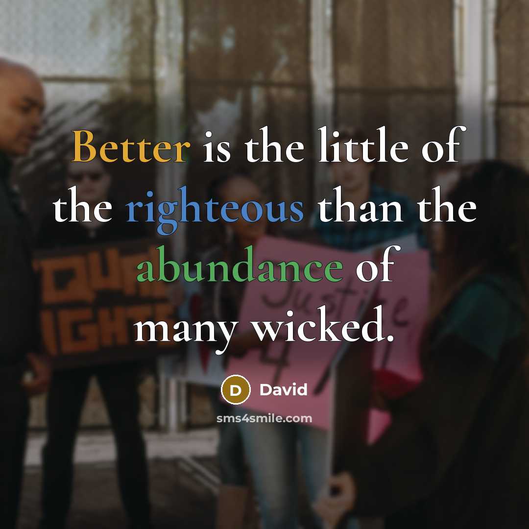 “Better is the little of the righteous than the abundance of many wicked.” quote by David