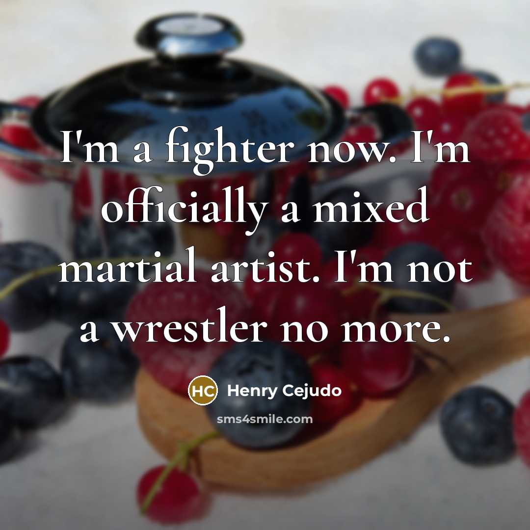 “I'm a fighter now. I'm officially a mixed martial artist. I'm not a wrestler no more.” quote by Henry Cejudo