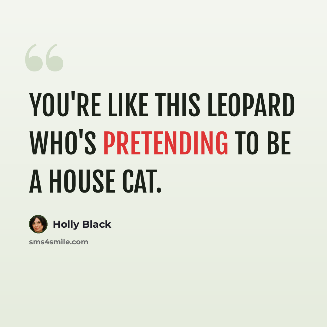 “You're like this leopard who's pretending to be a house cat.” quote by Holly Black