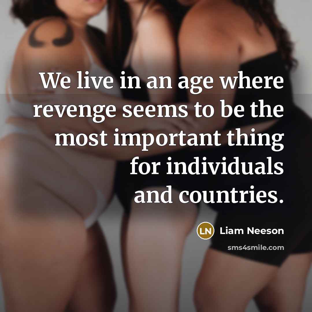 “We live in an age where revenge seems to be the most important thing for individuals and countries.” quote by Liam Neeson
