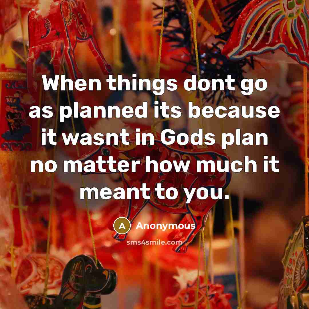 “When things dont go as planned its because it wasnt in Gods plan no matter how much it meant to you.” quote by Anonymous