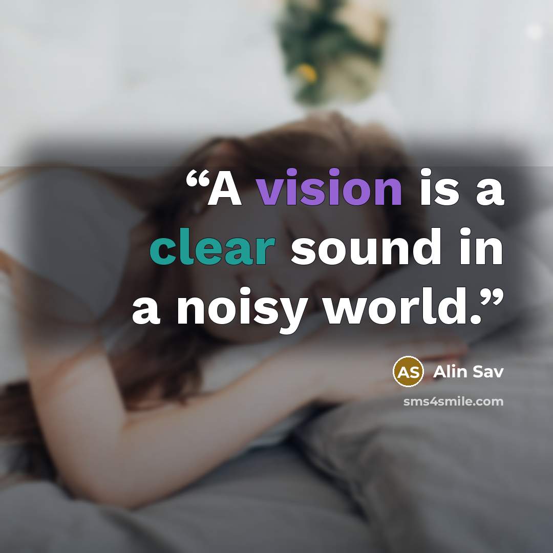 “A vision is a clear sound in a noisy world.” quote by Alin Sav