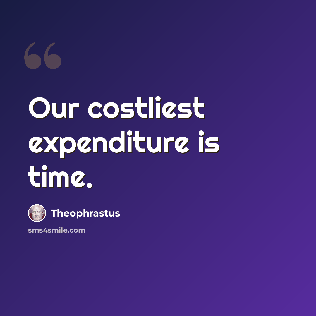 “Our costliest expenditure is time.” quote by Theophrastus