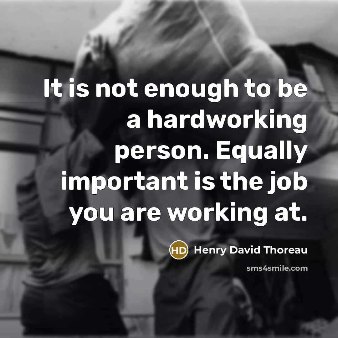 “It is not enough to be a hardworking person. Equally important is the job you are working at.” quote by Henry David Thoreau