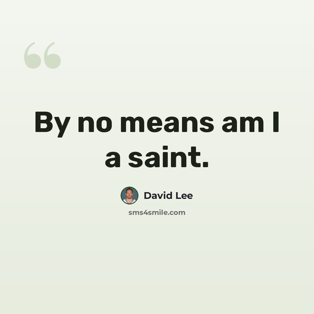 “By no means am I a saint.” quote by David Lee