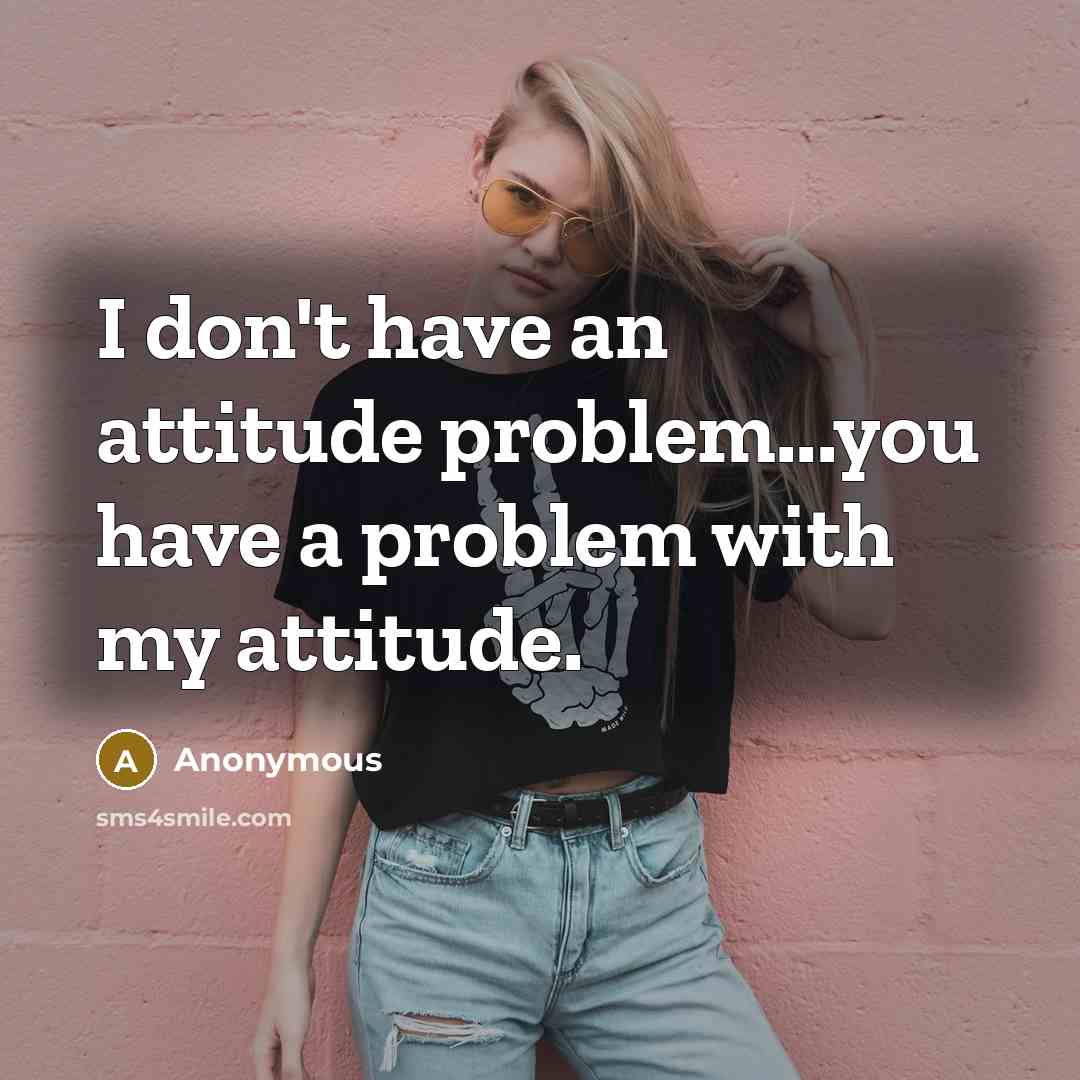 “I don't have an attitude problem...you have a problem with my attitude.” quote by Anonymous