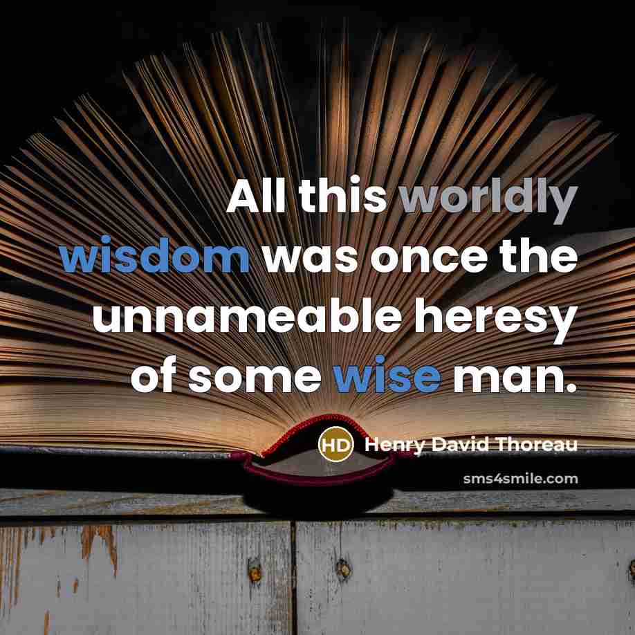 “All this worldly wisdom was once the unnameable heresy of some wise man.” quote by Henry David Thoreau