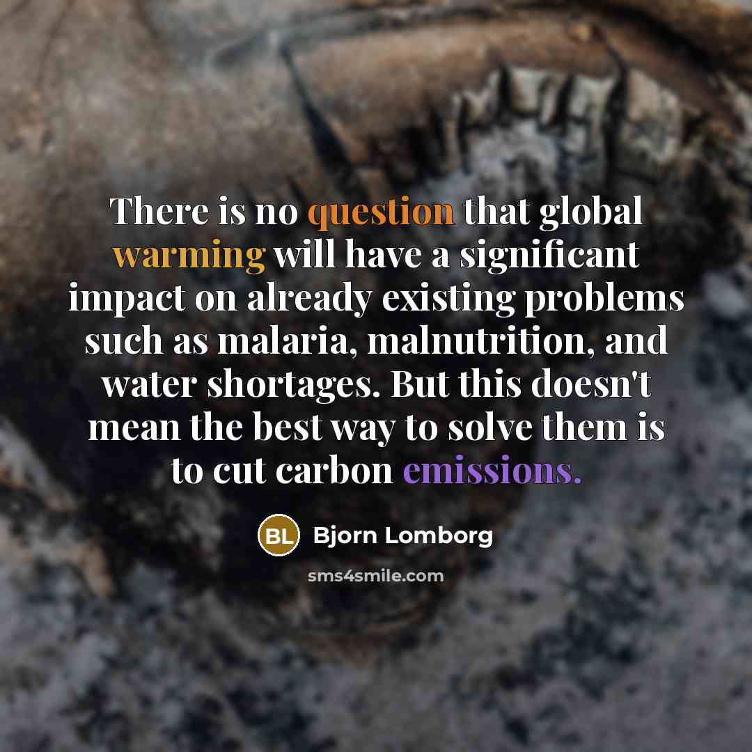 “There is no question that global warming will have a significant impact on already existing problems such as malaria, malnutrition, and water shortages. But this doesn't mean the best way to solve them is to cut carbon emissions.” quote by Bjorn Lomborg