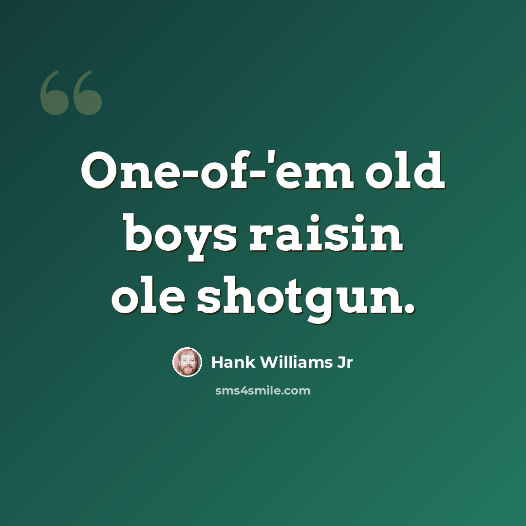 “One-of-'em old boys raisin ole shotgun.” quote by Hank Williams Jr