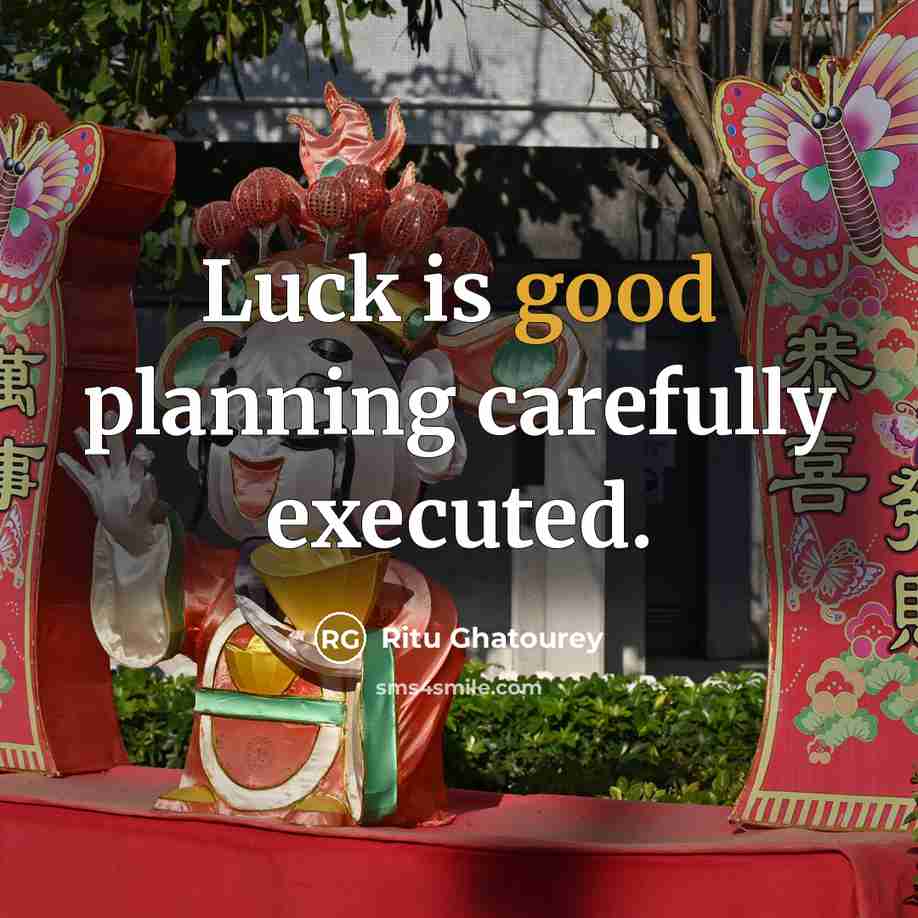 “Luck is good planning carefully executed.” quote by Ritu Ghatourey