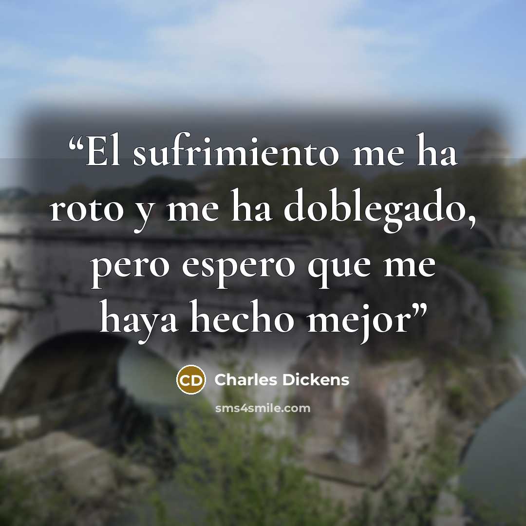 “El sufrimiento me ha roto y me ha doblegado, pero espero que me haya hecho mejor” quote by Charles Dickens