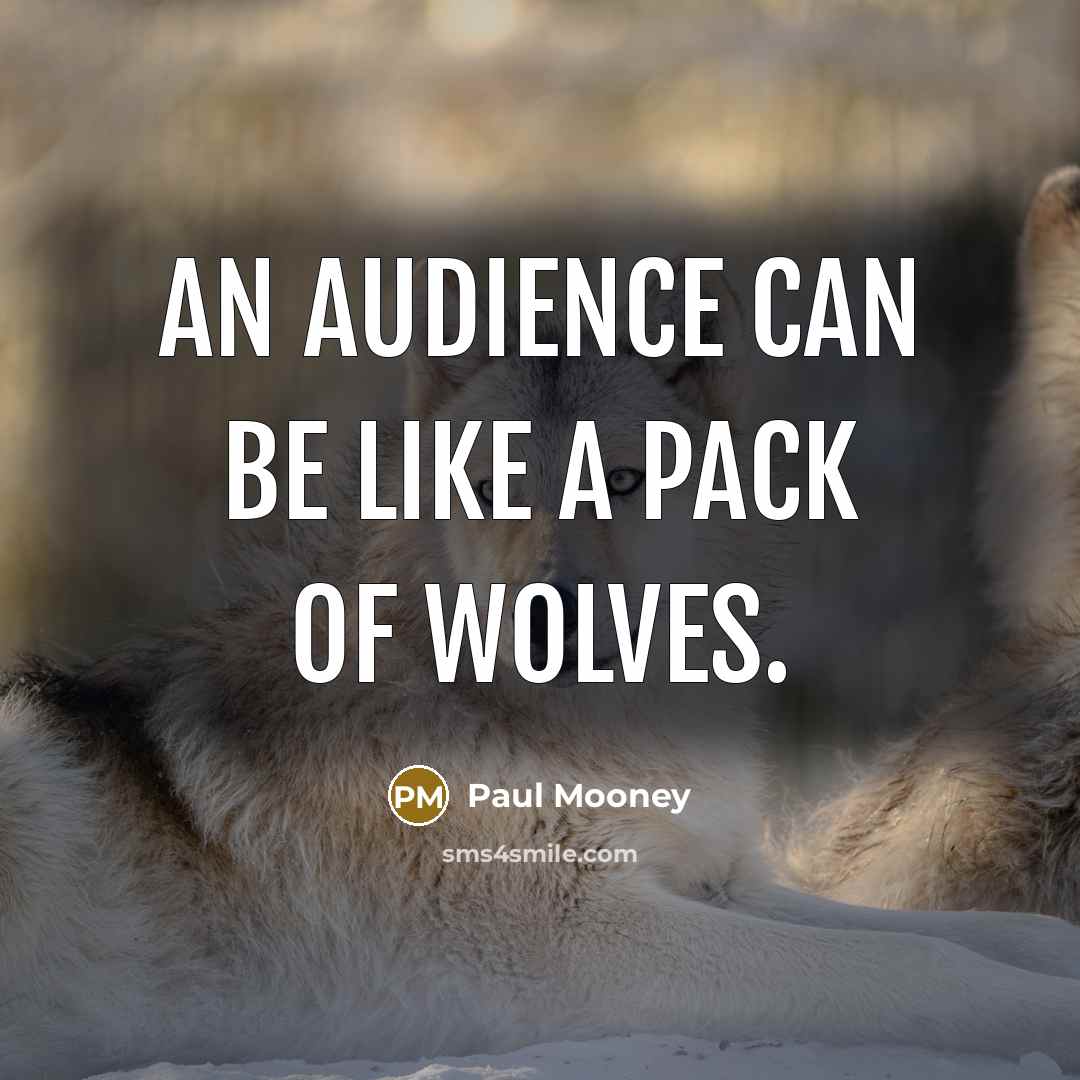 “An audience can be like a pack of wolves.” quote by Paul Mooney